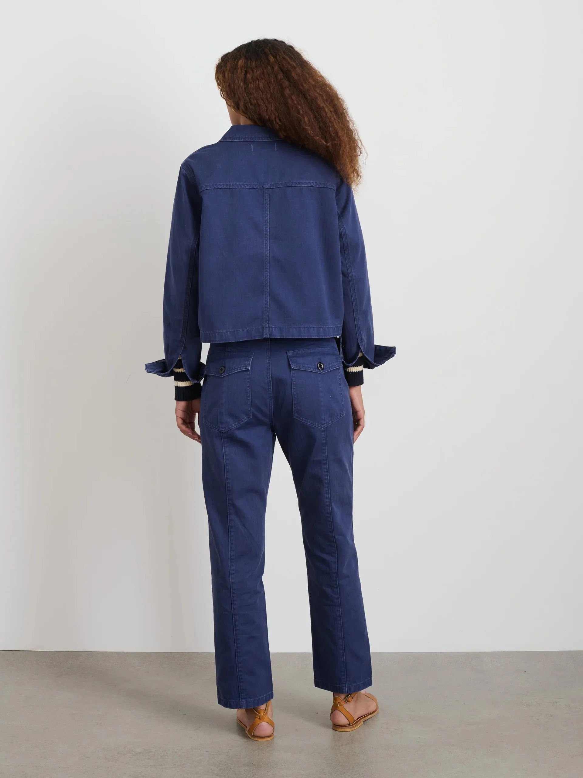 Neil Pant in Herringbone - Midnight Blue