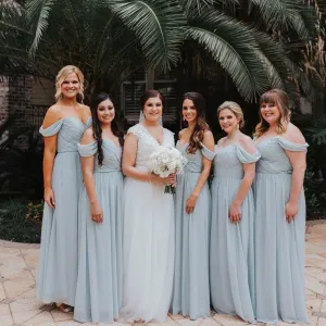 Roycebridal Cheap Chiffon Bridesmaid Dresses Off-The-Shoulder