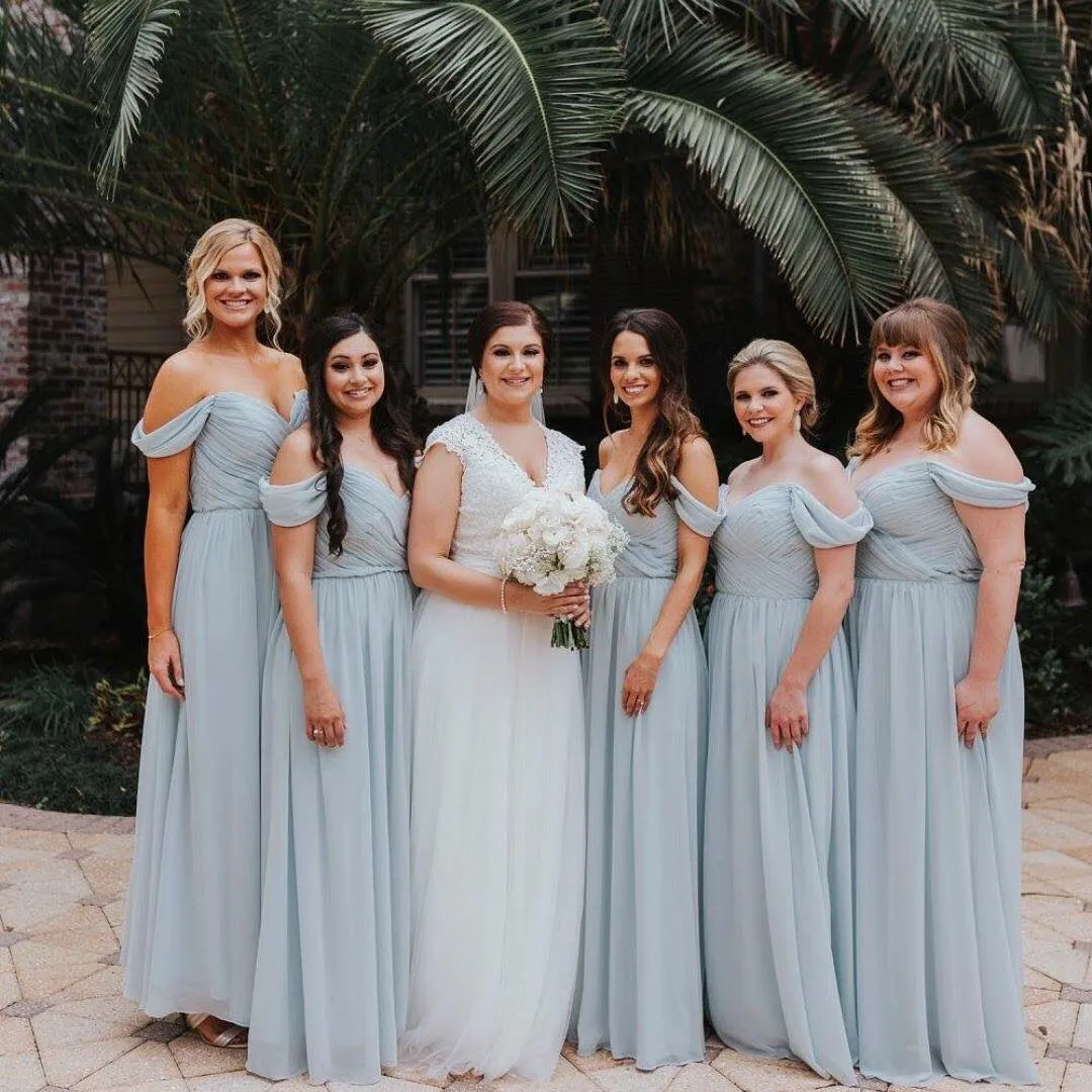 Roycebridal Cheap Chiffon Bridesmaid Dresses Off-The-Shoulder