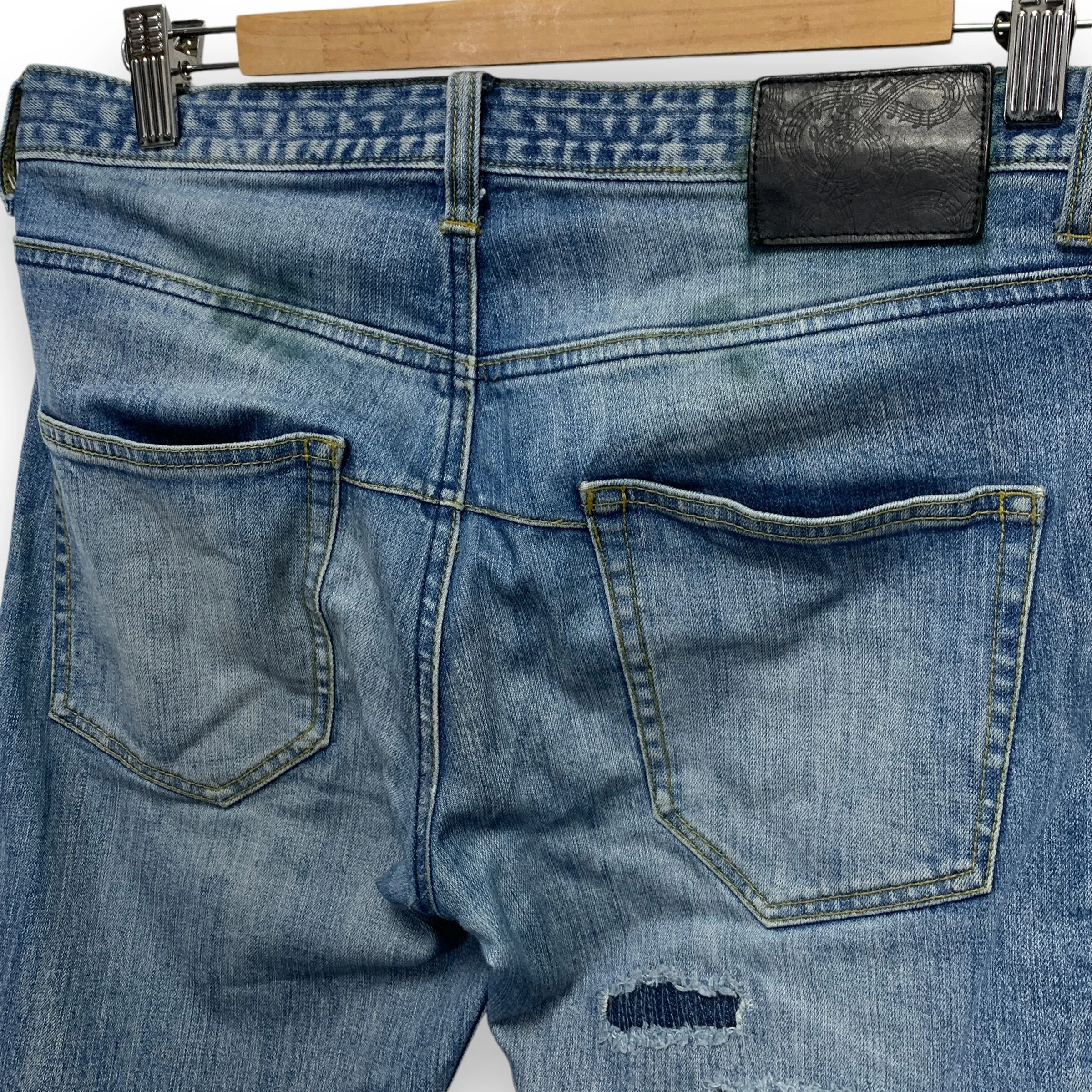 [S] Number Nine Nano Universe Slim Distressed Denim Jeans Indigo