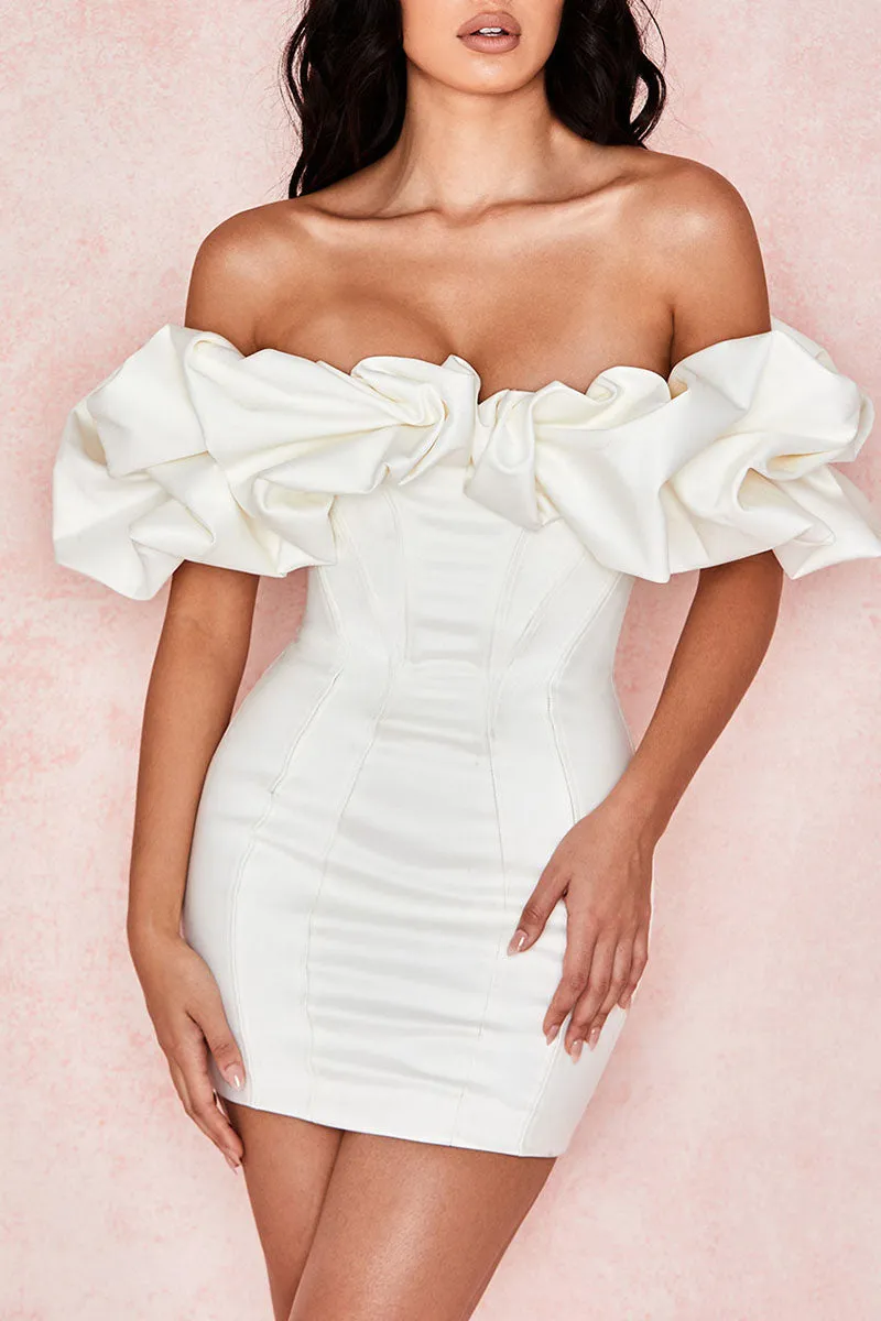 Sexy Solid Patchwork Off the Shoulder Pencil Skirt Dresses