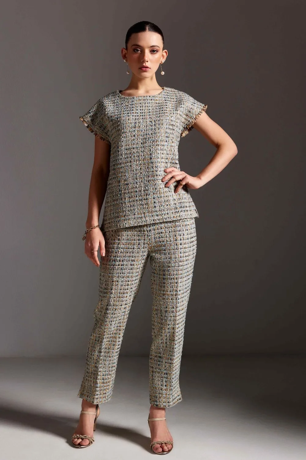 Silver Tweed Coord Set