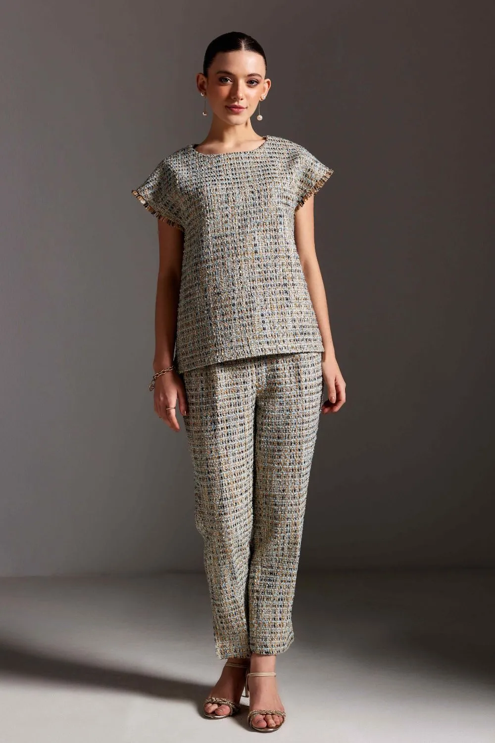 Silver Tweed Coord Set