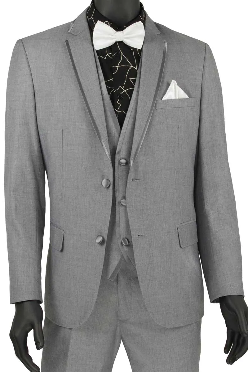 Slim Fit 2 Button 3 Piece Suit (Light Gray) SV2T-8