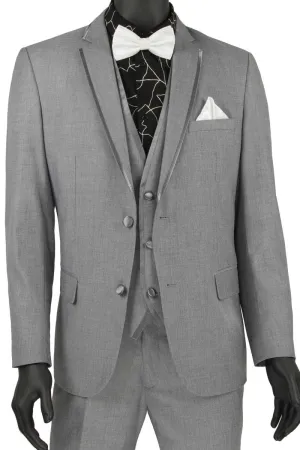 Slim Fit 2 Button 3 Piece Suit (Light Gray) SV2T-8