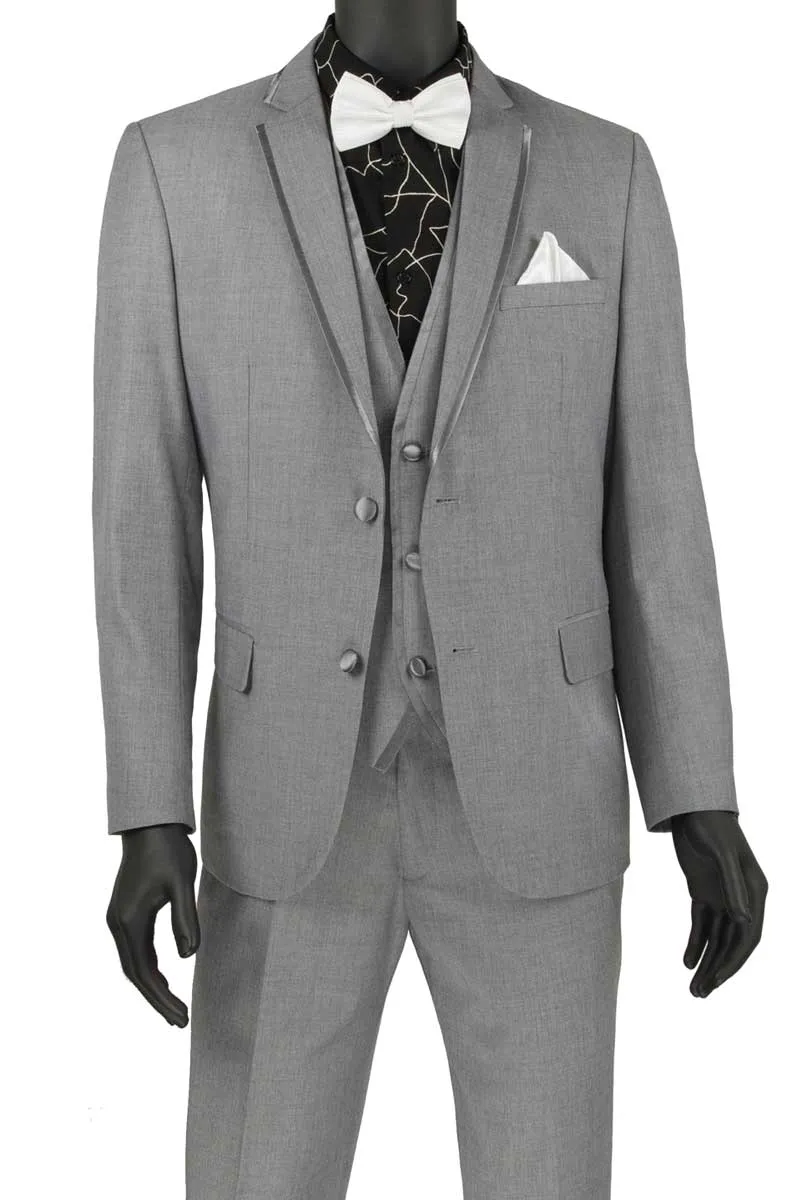 Slim Fit 2 Button 3 Piece Suit (Light Gray) SV2T-8