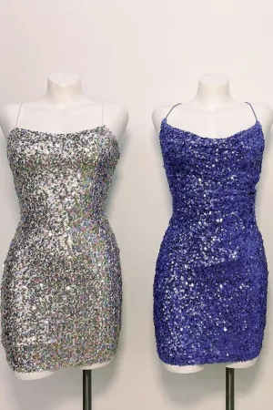Sparkle Sheath Short Sequins Homecoming Dress