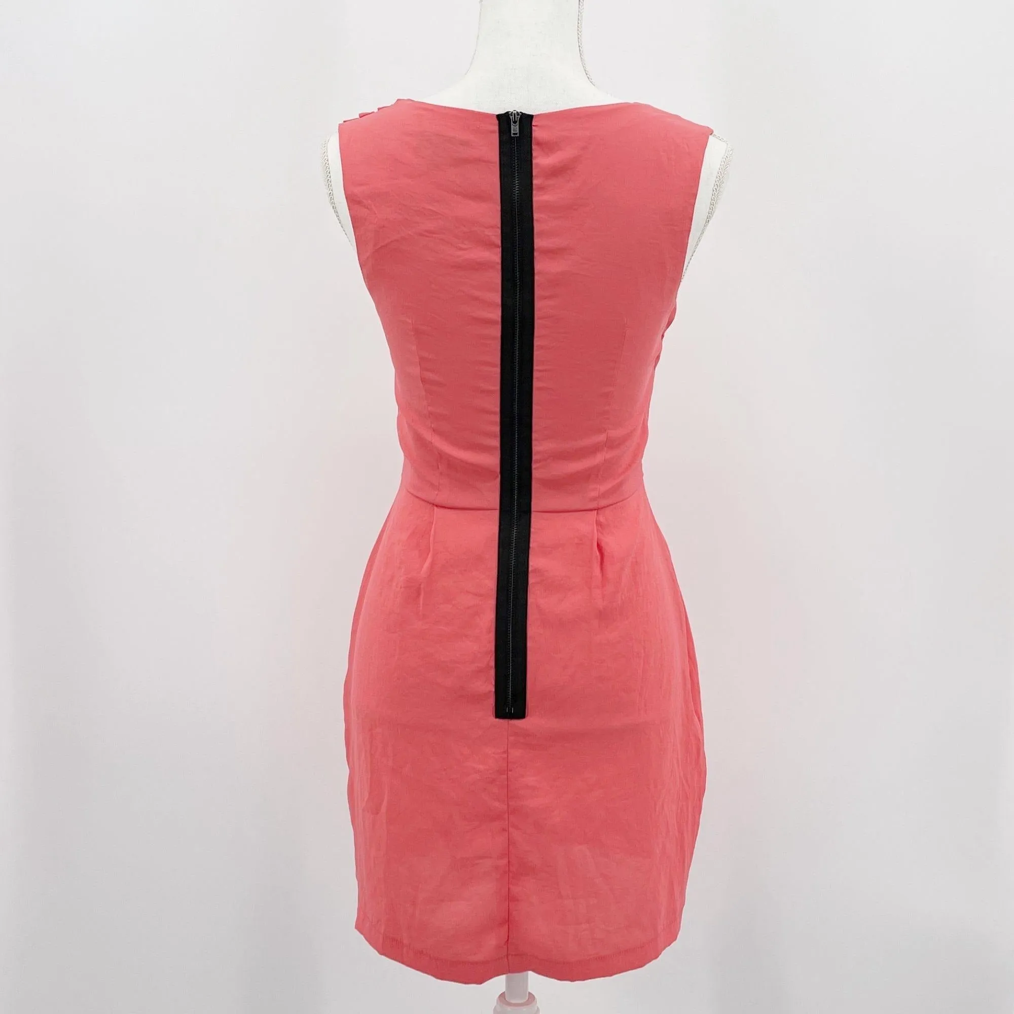 Topshop Coral Sleeveless Pleat Sheath Zipper Dress