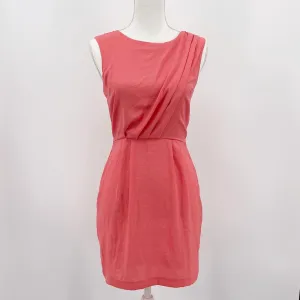 Topshop Coral Sleeveless Pleat Sheath Zipper Dress