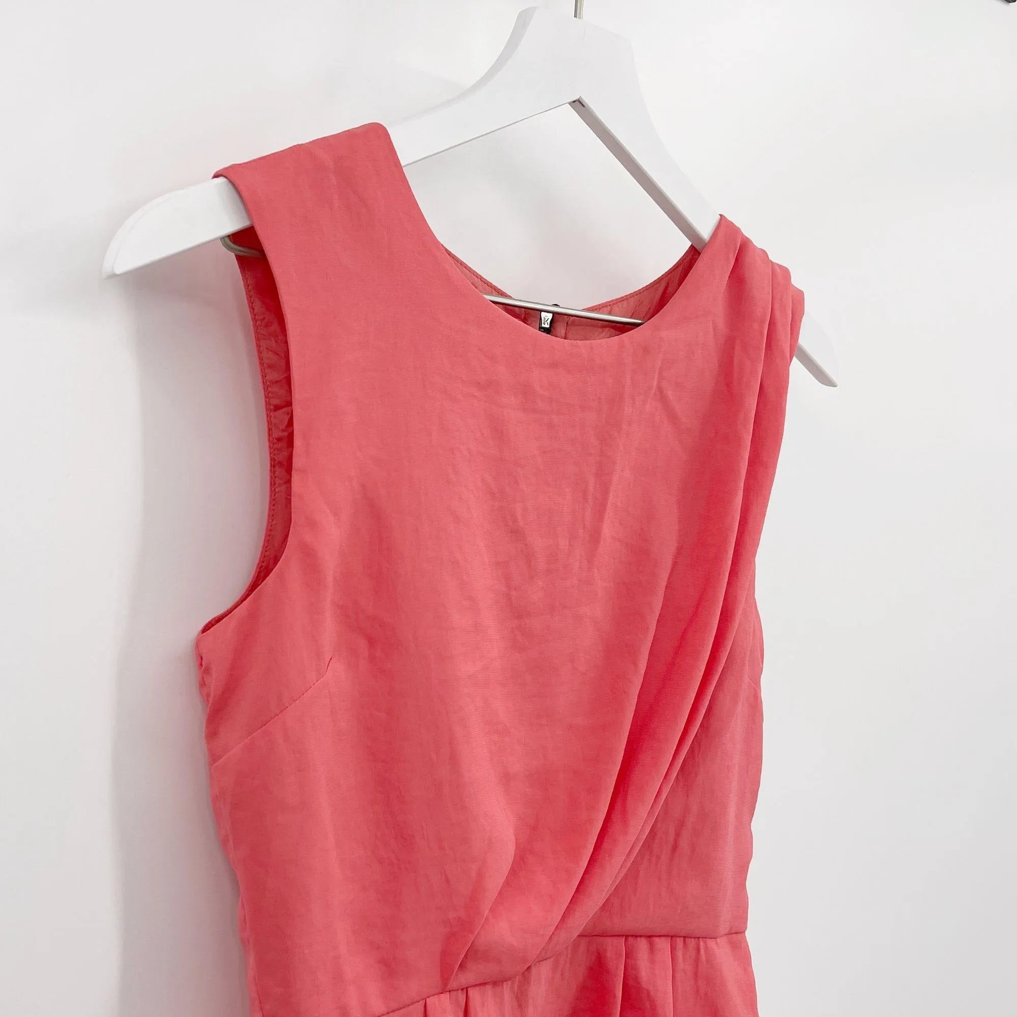 Topshop Coral Sleeveless Pleat Sheath Zipper Dress