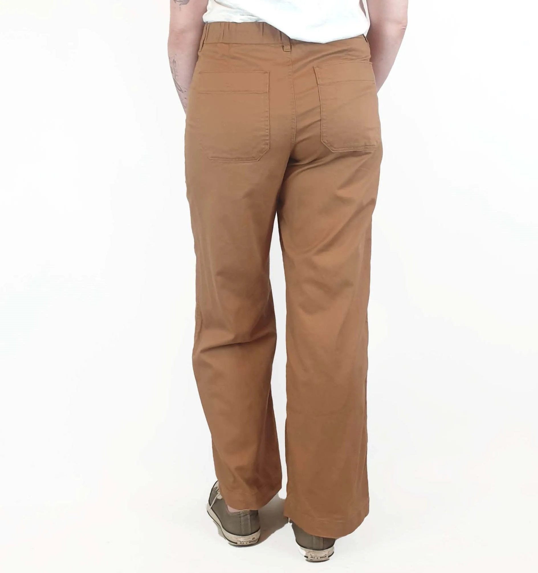 Uniqlo brown cotton straight leg pants size L, best fits 12-14