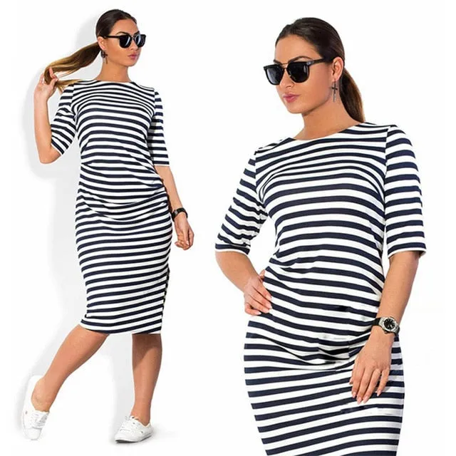 White & Black Striped Dress