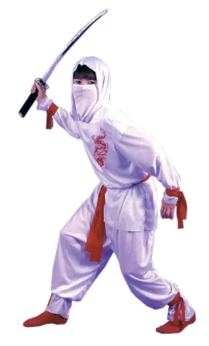 White Ninja Deluxe Child Lrg  Costume