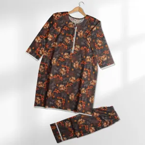 Women's 2Pcs Printed Suit Color Brown