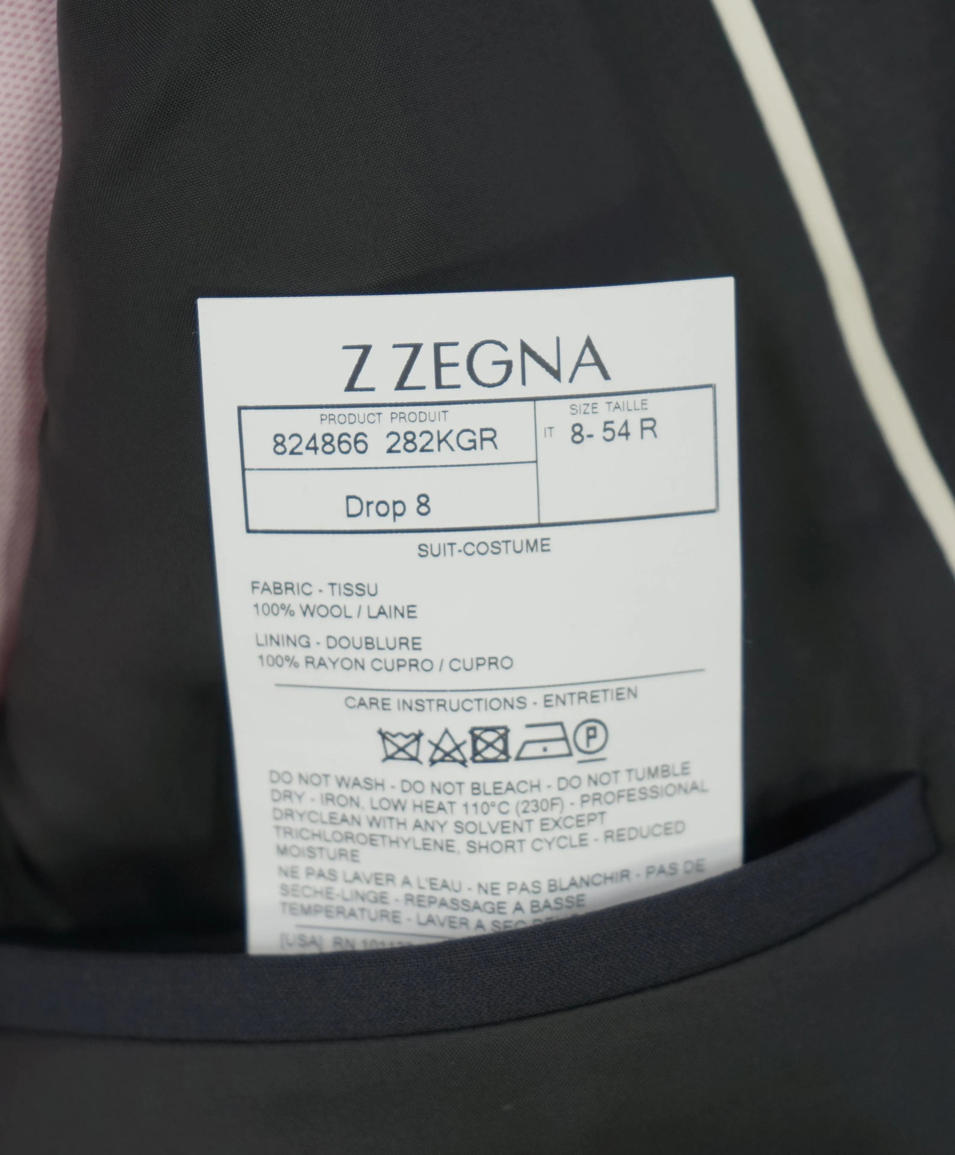 Z ZEGNA - Midnight Blue Silk Peak Lapel Drop 8 Wool Tuxedo Suit - 44R