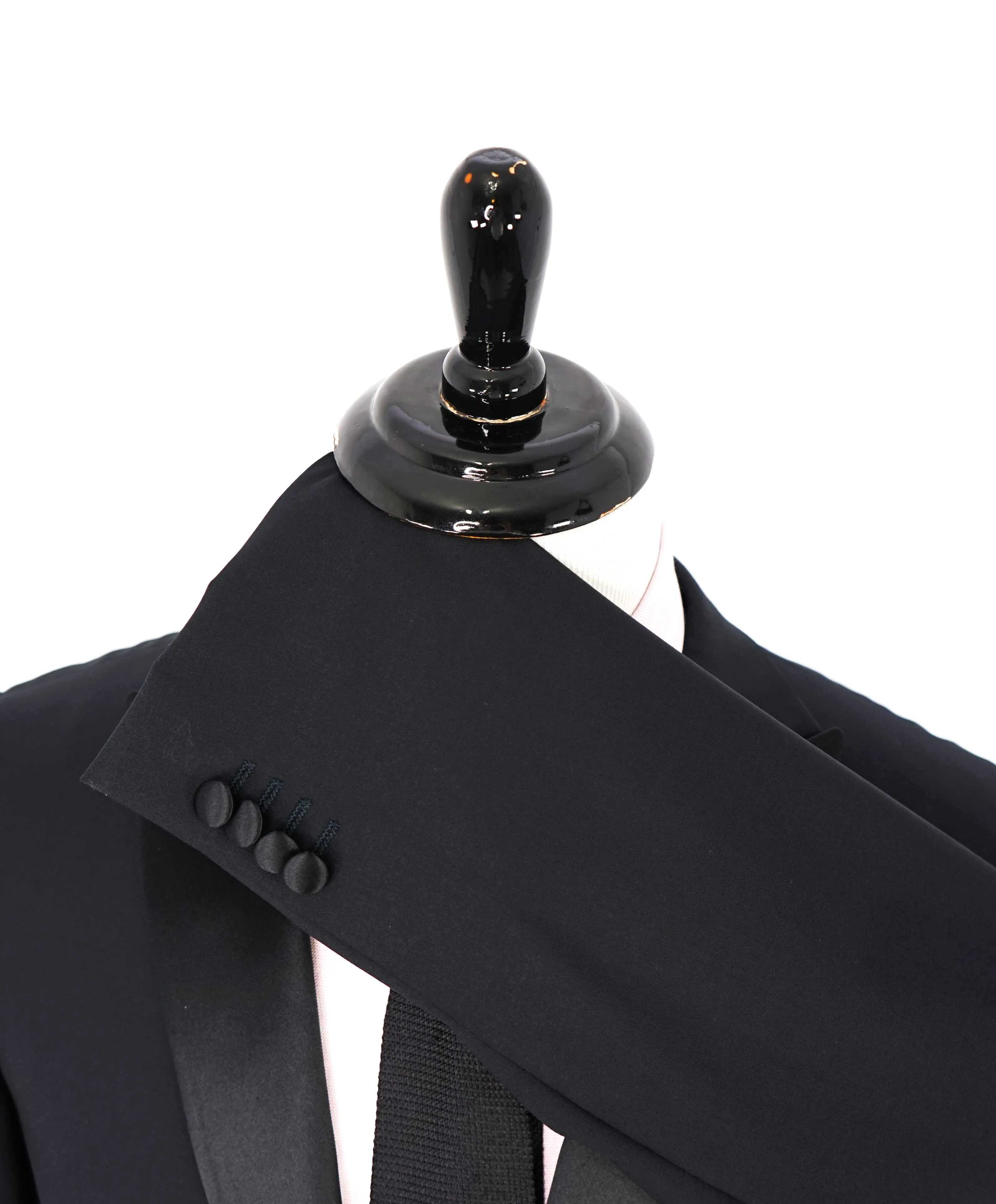Z ZEGNA - Midnight Blue Silk Peak Lapel Drop 8 Wool Tuxedo Suit - 44R