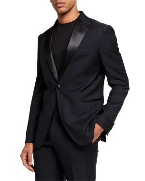 Z ZEGNA - Midnight Blue Silk Peak Lapel Drop 8 Wool Tuxedo Suit - 44R