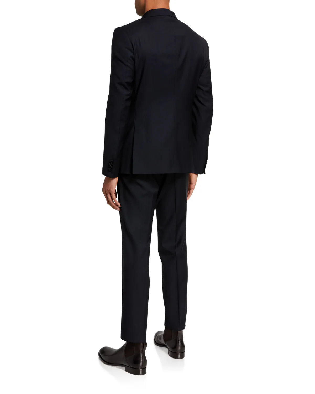 Z ZEGNA - Midnight Blue Silk Peak Lapel Drop 8 Wool Tuxedo Suit - 44R